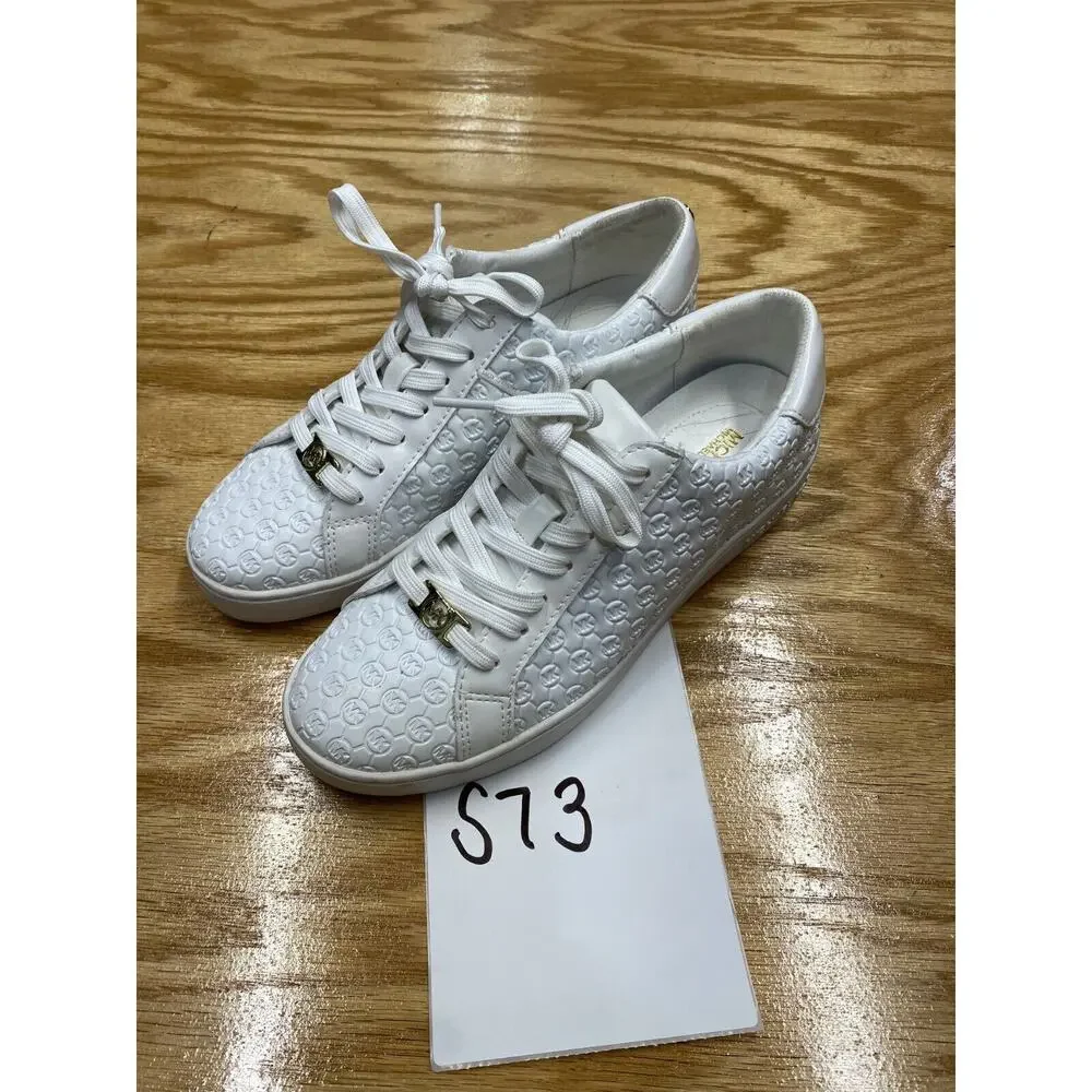 Michael Kors Colby Athletic Sneaker Women's 6 M White Leather Lace Up Low Top - Picture 1 of 9